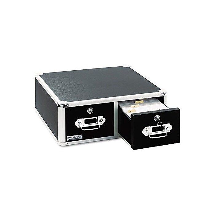 Vaultz® Locking 4x6 Index Card Cabinet, Double Drawer, Black | Staples