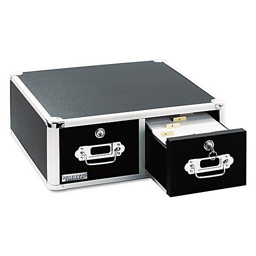 Vaultz® Locking 5x8 Index Card Double Drawer, Black at Staples