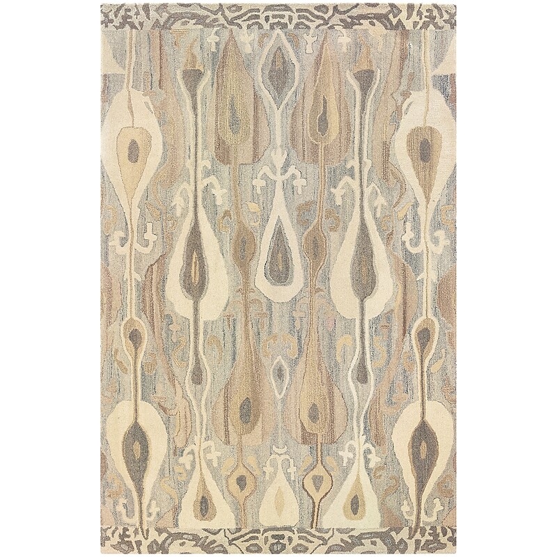 StyleHaven Transitional Ikat Wool 3'6" x 5'6" Grey/Beige Area Rug  (WANA680004X6L) image 1