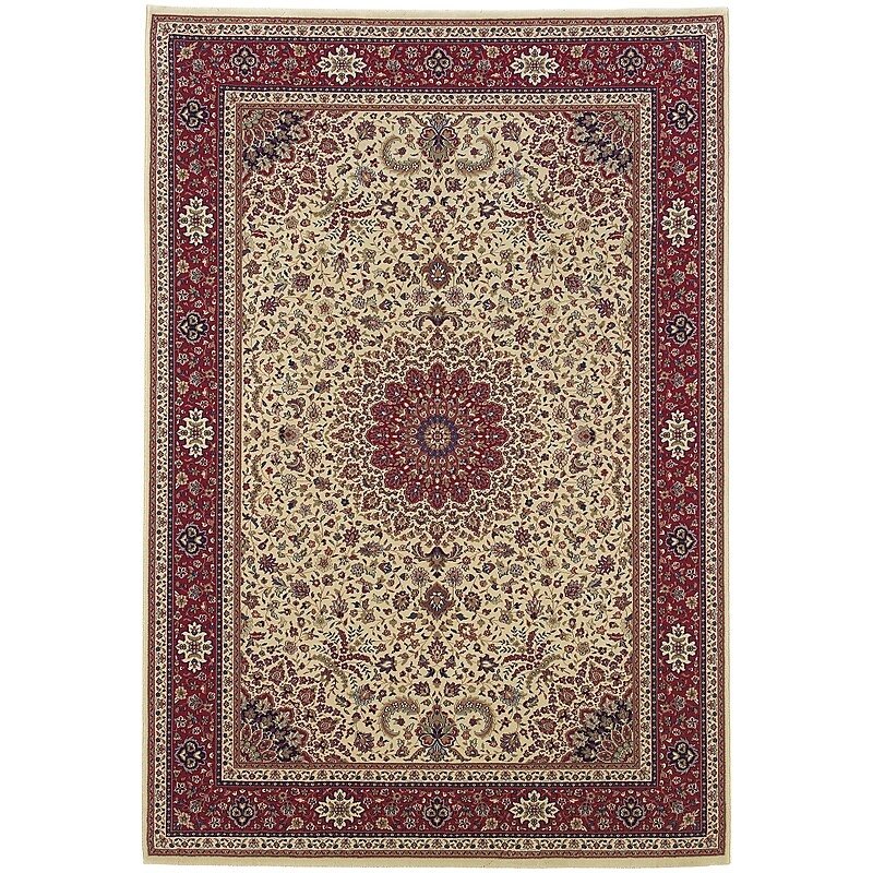 StyleHaven Traditional Polypropylene 5'3" x 7'9" Ivory/Red Area Rug  (WARI095J35X8L) image 1