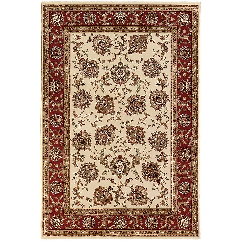 StyleHaven Traditional Polypropylene 4'X 5'9" Ivory/Red Area Rug (WARI117J34X6L) image 1