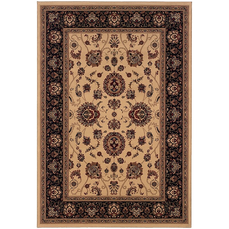 StyleHaven Traditional Polypropylene 6'7" x 9'6" Ivory/Black Area Rug  (WARI130/76X9L) image 1