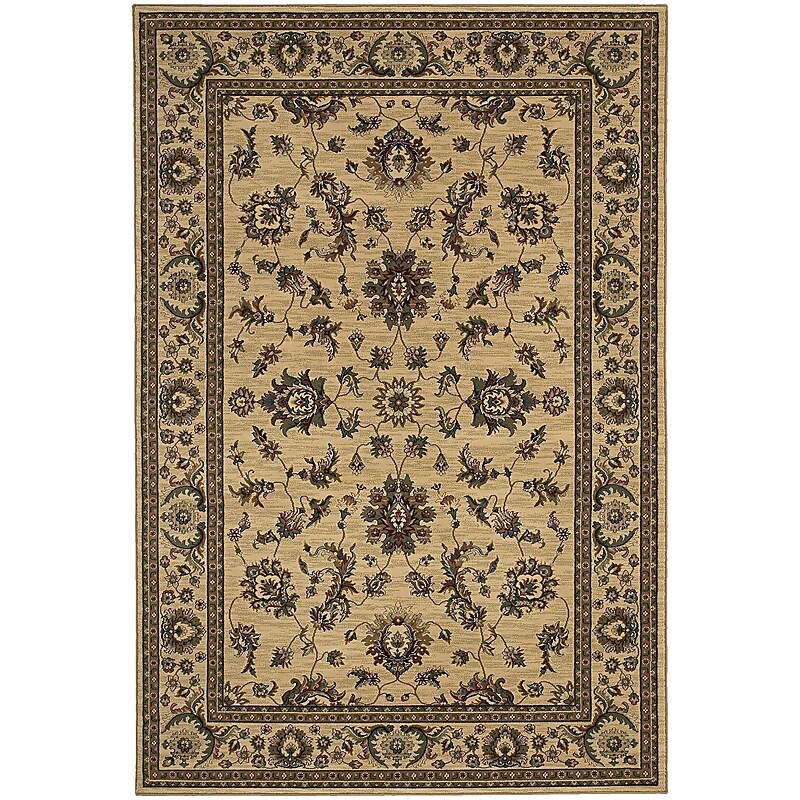 StyleHaven Traditional Polypropylene 6'7" X 9'6" Ivory/Green Area Rug (WARI311I36X9L) image 1