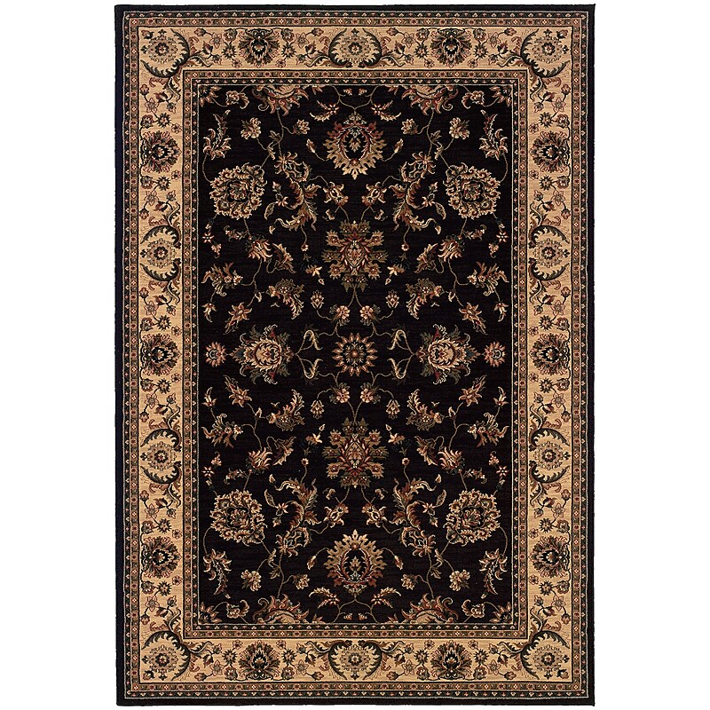 StyleHaven Traditional Polypropylene 6'7" X 9'6" Black/Ivory Area Rug (WARI311K36X9L) image 1