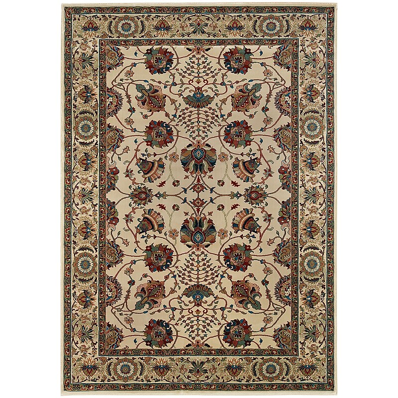 StyleHaven Traditional Floral Polypropylene 6'7" X 9'6" Ivory/Red Area Rug (WARI431O36X9L) image 1