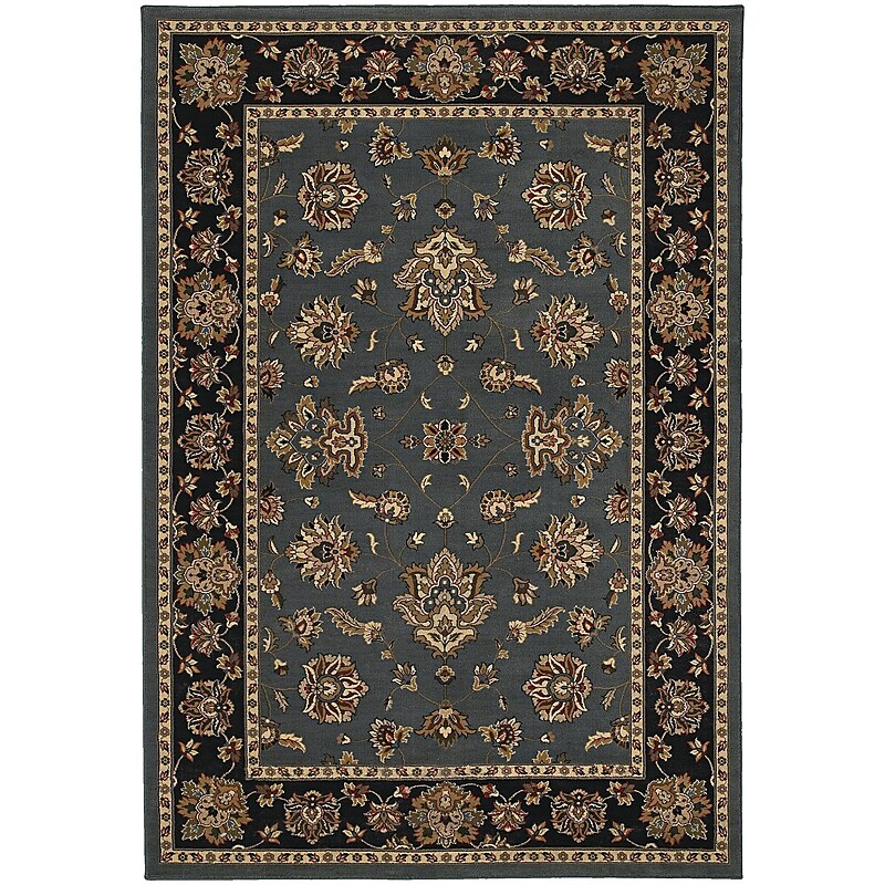 StyleHaven Traditional Floral Polypropylene 7'10" X 11' Blue/Black Area Rug (WARI623H38X11L) image 1