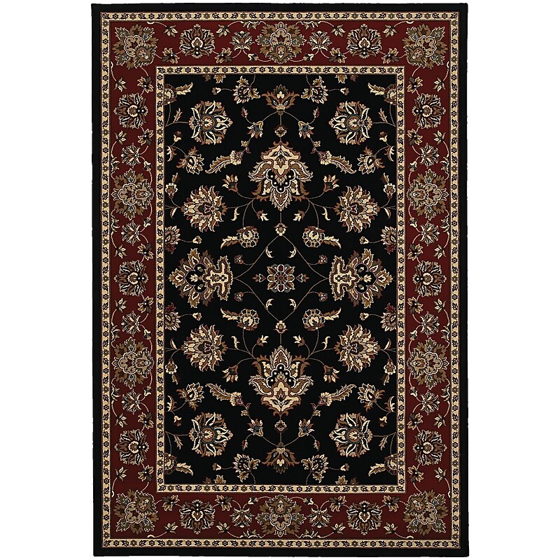 StyleHaven Traditional Floral Polypropylene 7'10" X 11' Black/Red Area Rug (WARI623M38X11L) image 1