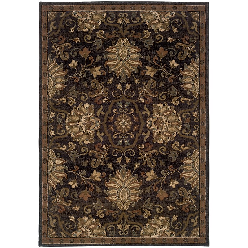 StyleHaven Transitional Traditional Polypropylene 5'3" X 7'6" Brown/Beige Area Rug (WHUD042G15X8L) image 1
