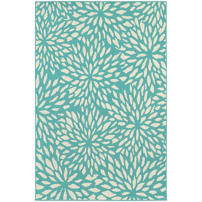 StyleHaven Outdoor Floral Polypropylene 6'7" X 9'6" Blue/Ivory Area Rug (WMEI1506L6X9L) image 1