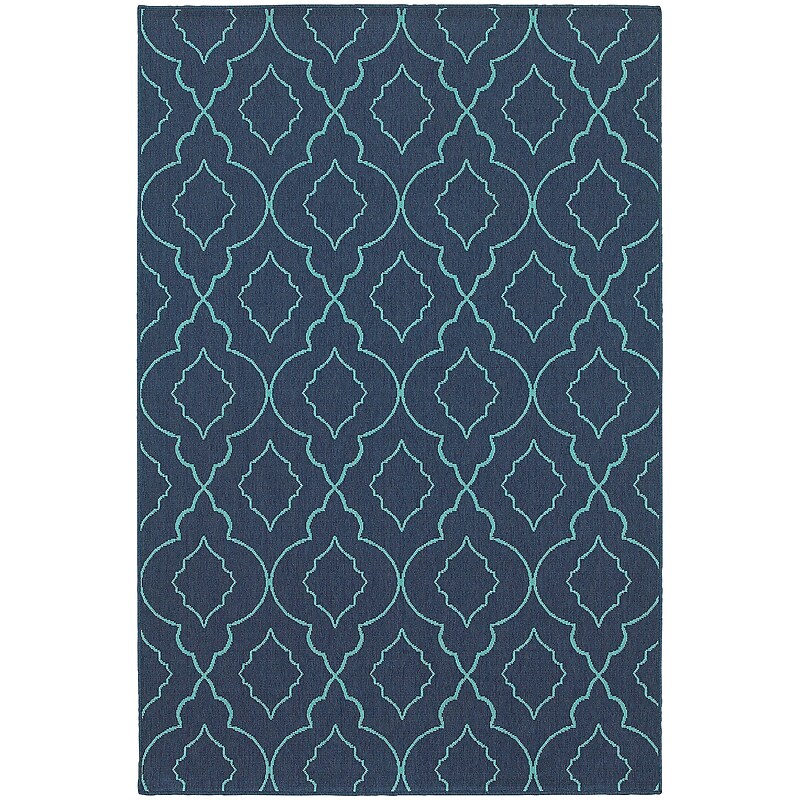 StyleHaven Outdoor Lattice Polypropylene 3'7" X 5'6" Navy/Blue Area Rug (WMEI7541B4X6L) image 1