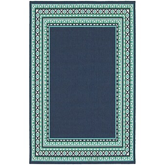 StyleHaven Transitional Border Polypropylene 7'10" X 10'10" Navy/Green Area Rug (WMEI9650B8X11L)
