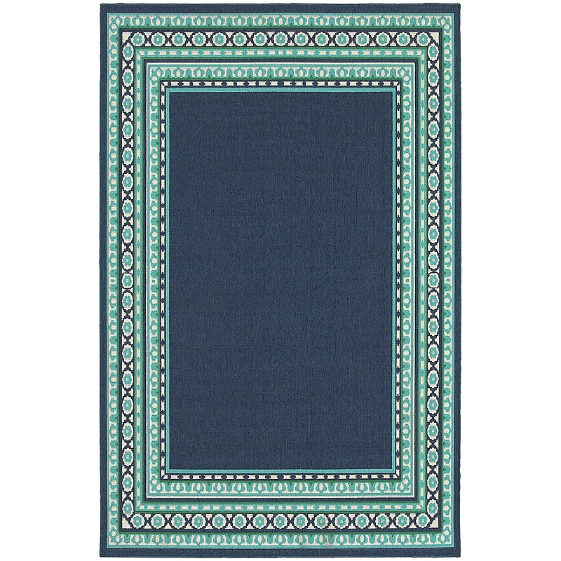 StyleHaven Transitional Border Polypropylene 7'10" X 10'10" Navy/Green Area Rug (WMEI9650B8X11L) image 1