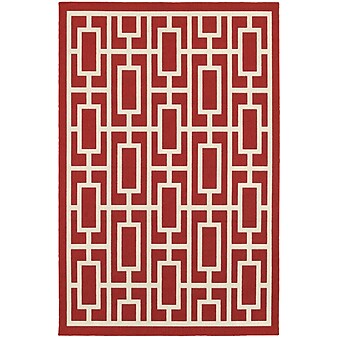StyleHaven Outdoor Geometric Polypropylene 3'7" X 5'6" Red/Ivory Area Rug (WMEI9754R4X6L)