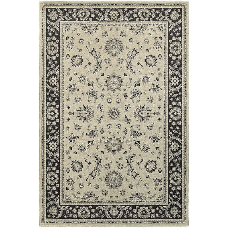 StyleHaven Bordered Polypropylene 7'10"X10'10" Ivory/Navy Area Rug (WRIC117W38X11L) image 1