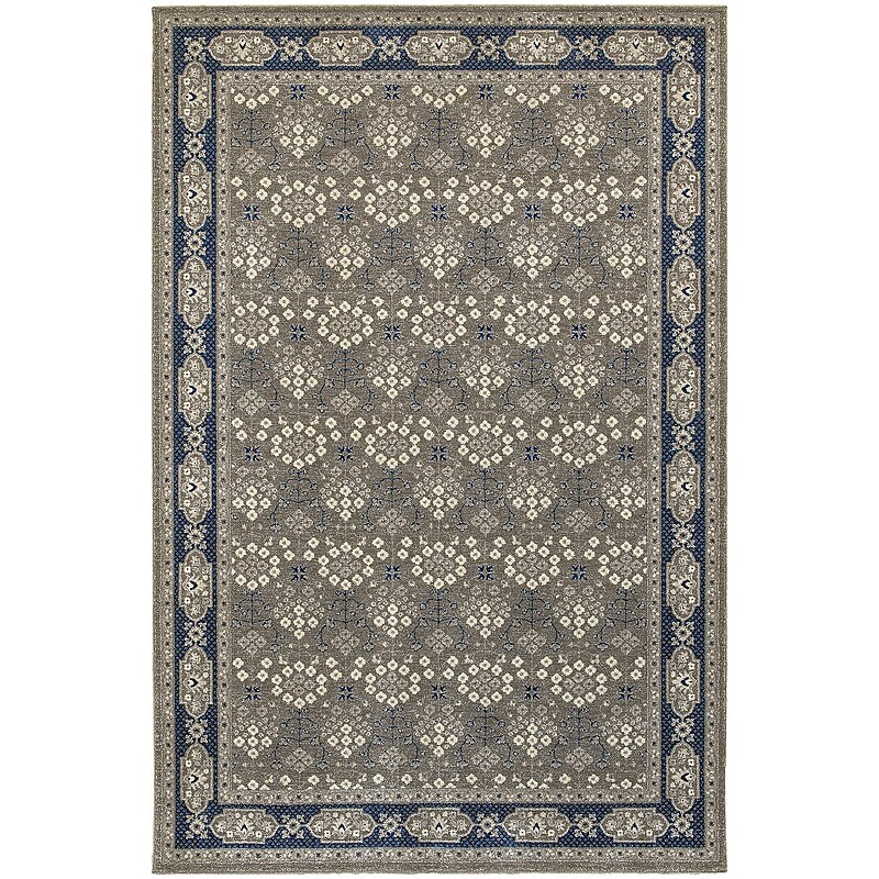 StyleHaven Traditional Classic Oriental Polypropylene 7'10"X10'10" Grey/Navy Area Rug WRIC119U38X11L image 1