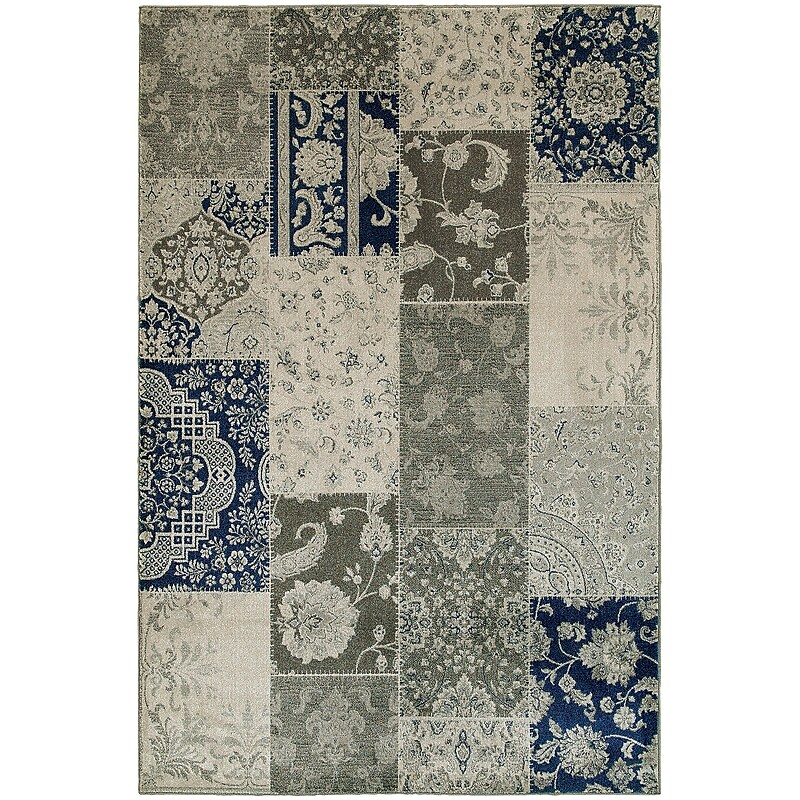 StyleHaven Casual Patchwork Persian Polypropylene 7'10"X10'10" Ivory/Grey Area Rug (WRIC1338B8X11L) image 1