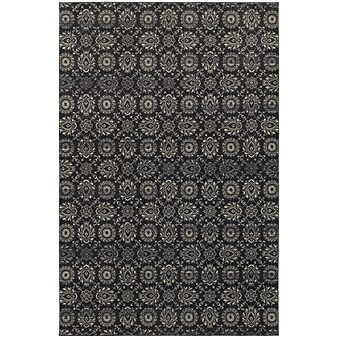 StyleHaven Traditional Floral Polypropylene 5'3" X 7'6" Navy/Grey Area Rug (WRIC214H35X8L)