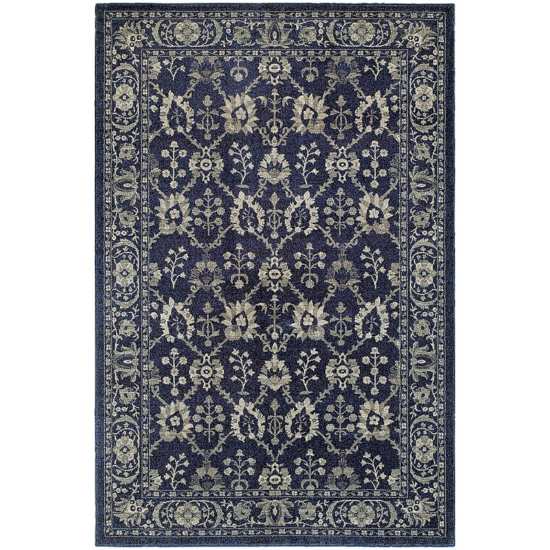 StyleHaven Persian All-Over Persian Polypropylene 7'10"X10'10" Navy/Grey Area Rug (WRIC8020K8X11L) image 1