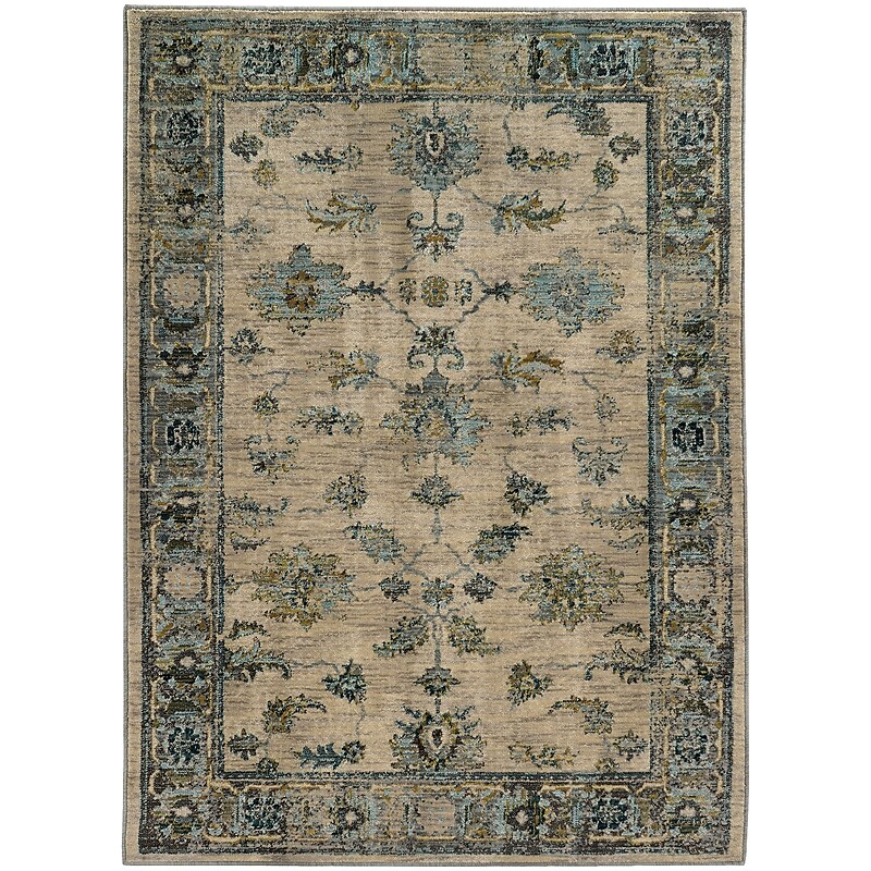 StyleHaven Distressed Traditional Nylon/Polypropylene 6'7"X9'6" Ivory/Blue Area Rug (WSDN5171C6X9L) image 1