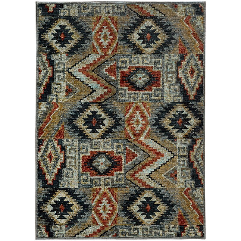 StyleHaven Patchwork Lodge Nylon/Polypropylene 3'10"X5'5" Blue/Multi Area Rug (WSDN5937D4X6L) image 1