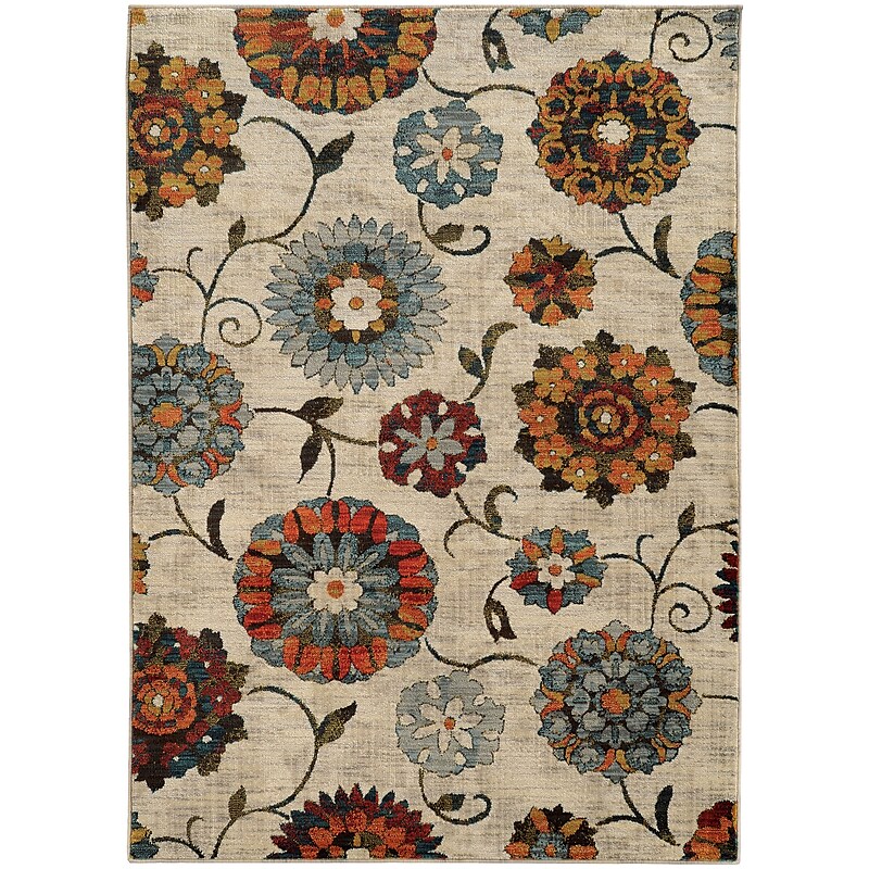 StyleHaven Largescale Floral Nylon/Polypropylene 7'10"X10'10" Ivory/Multi Area Rug (WSDN6361A8X11L) image 1