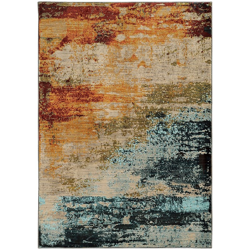 StyleHaven Contemp Eroded Abstract Nylon/Polypropylene 7'10"X10'10" Blue/Red Area Rug WSDN6365A8X11L image 1