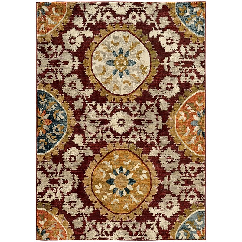 StyleHaven Floral Medallion Nylon/Polypropylene 5'3"X7'6" Red/Gold Area Rug (WSDN6366A5X8L) image 1