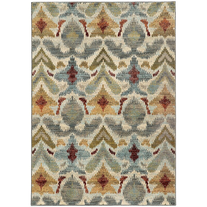 StyleHaven Tribal Ikat Nylon/Polypropylene 7'10"X10'10" Ivory/Grey Area Rug (WSDN6371C8X11L) image 1