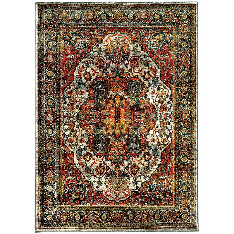 StyleHaven Traditional Medallion Nylon/Polypropylene 5'3"X7'6" Red/Multi Area Rug (WSDN6382B5X8L) image 1