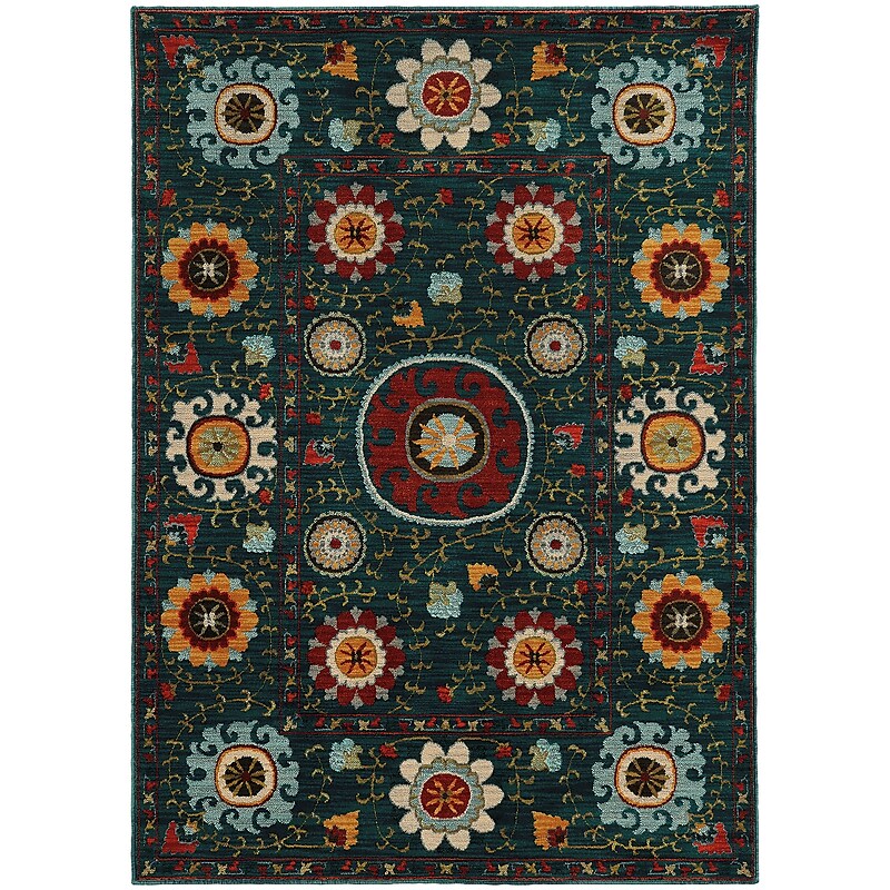 StyleHaven Multi Floral Nylon/Polypropylene 7'10"X10'10" Blue/Multi Area Rug (WSDN6408B8X11L) image 1