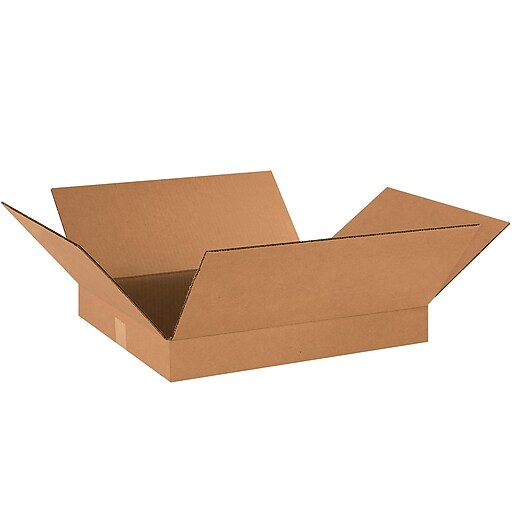Flat Corrugated Boxes, 18" x 16" x 2", Kraft, 25/Bundle (18162) Staples
