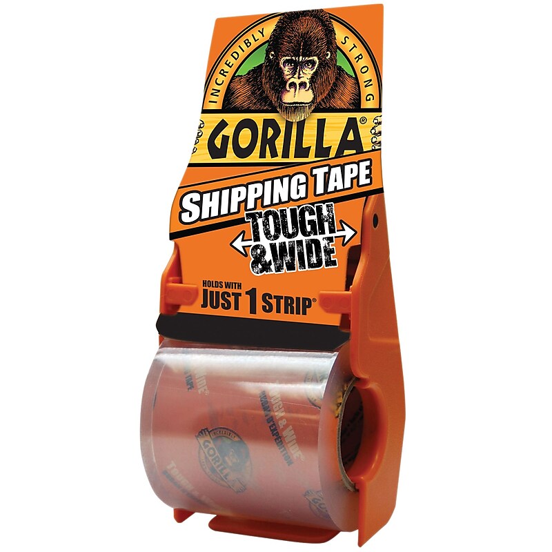 Gorilla Tough & Wide Shipping Tape with Dispenser, 3" x 36 Yds, Clear (ADHGGT335) image 1