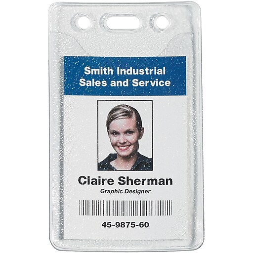 Badge Holders, PrePunched, 2" x 3", Clear, 100/Case (BH131) at Staples