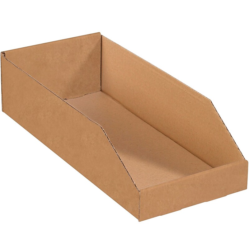 Open Top Bin Boxes, 8" x 18" x 4 1/2", Kraft, 50/Bundle (BINBWZ818K) image 1