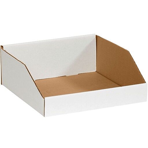 Open Top Bin Boxes, 18" x 18" x 41/2", Oyster White, 50/Bundle