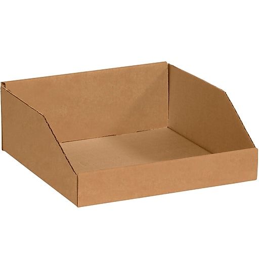 50-4 X 12 x 4 1/2"" Corrugated Cardboard Open Top Storage Parts Bin Bins Boxes 