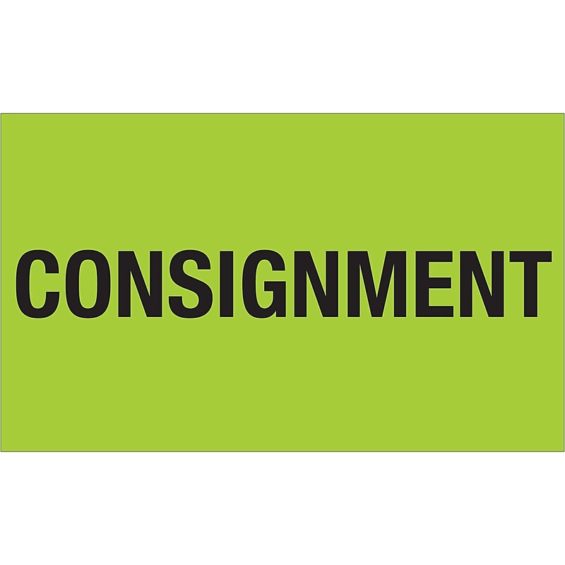 Tape Logic Labels, "Consignment", 3" x 5", Fluorescent Green, 500/Roll (DL1322) image 1