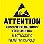 Tape Logic Labels, "Attention - Observe Precautions", 2" x 2", Fluorescent Yellow/Black, 500/Roll (DL1369)~#|#~m004078364_sc7