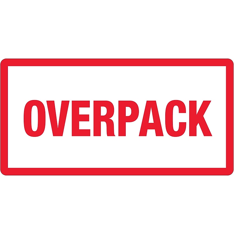 Tape Logic® Labels, "Overpack", 3" x 6", Red/White, 500/Roll (DL1374) image 1