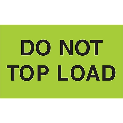 Labels, "Do Not Top Load", 3" x 5", Fluorescent Green, 500/Roll (DL2345)