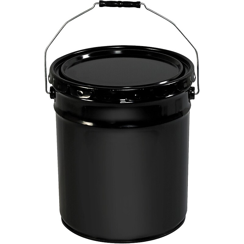 Metal Pail, Open Head with Handle, 5 Gallon, Black, 1/Each (HAZ1078) image 1