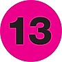 Tape Logic Number Labels, "13", 3" Circle, Fluorescent Pink, 500/Roll (DL1354)~#|#~m004078525_sc7