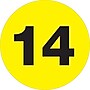 Tape Logic Number Labels, "14", 3" Circle, Fluorescent Yellow, 500/Roll (DL1355)~#|#~m004078526_sc7