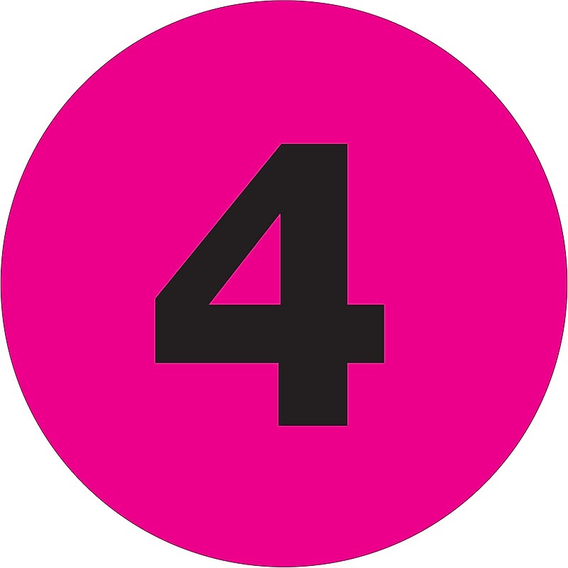Tape Logic Number Labels, "4", 4" Circle, Fluorescent Pink, 500/Roll (DL1361) image 1