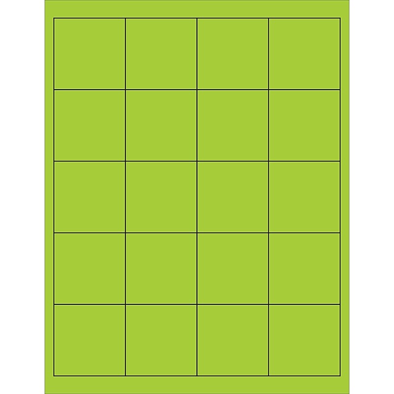 Tape Logic® Rectangle Laser Labels, 2" x 2", Fluorescent Green, 2000/Case (LL172GN) image 1