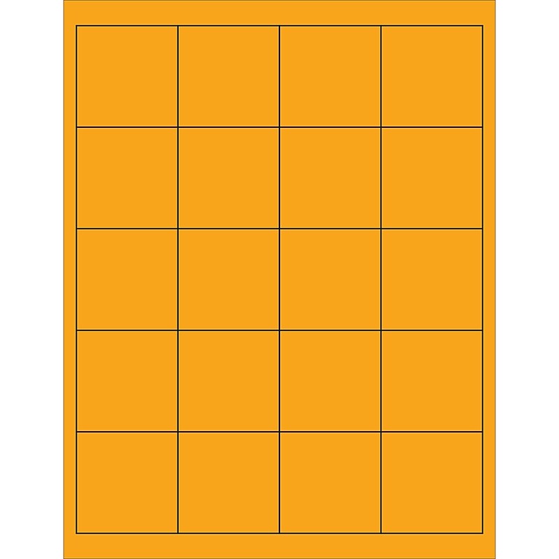 Tape Logic® Rectangle Laser Labels, 2" x 2", Fluorescent Orange, 2000/Case (LL172OR) image 1