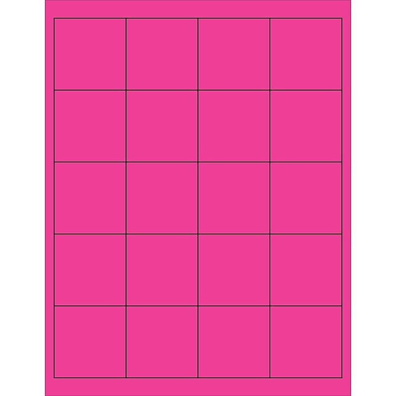 Tape Logic® Rectangle Laser Labels, 2" x 2", Fluorescent Pink, 2000/Case (LL172PK) image 1