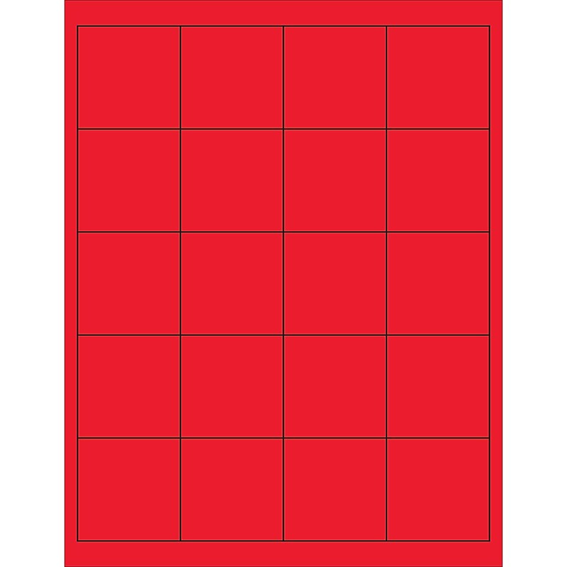 Tape Logic® Rectangle Laser Labels, 2" x 2", Fluorescent Red, 2000/Case (LL172RD) image 1
