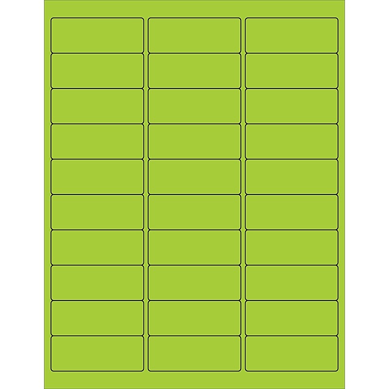 Tape Logic® Rectangle Laser Labels, 2 5/8" x 1", Fluorescent Green, 3000/Case (LL173GN) image 1