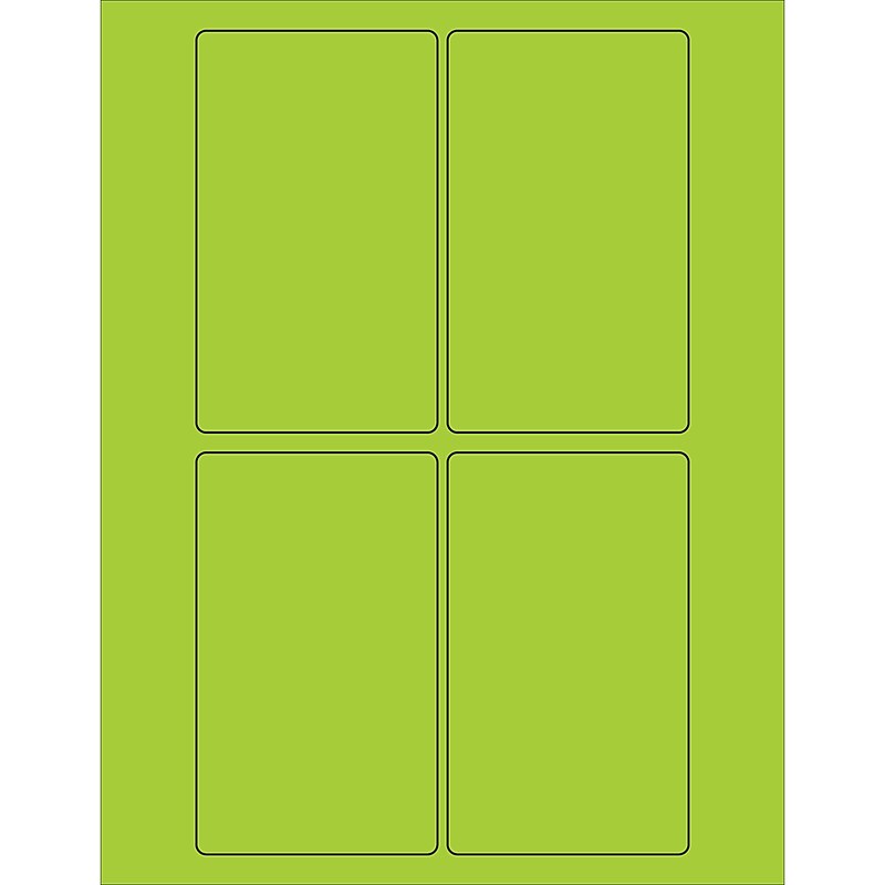Tape Logic® Rectangle Laser Labels, 3" x 5", Fluorescent Green, 400/Case (LL175GN) image 1